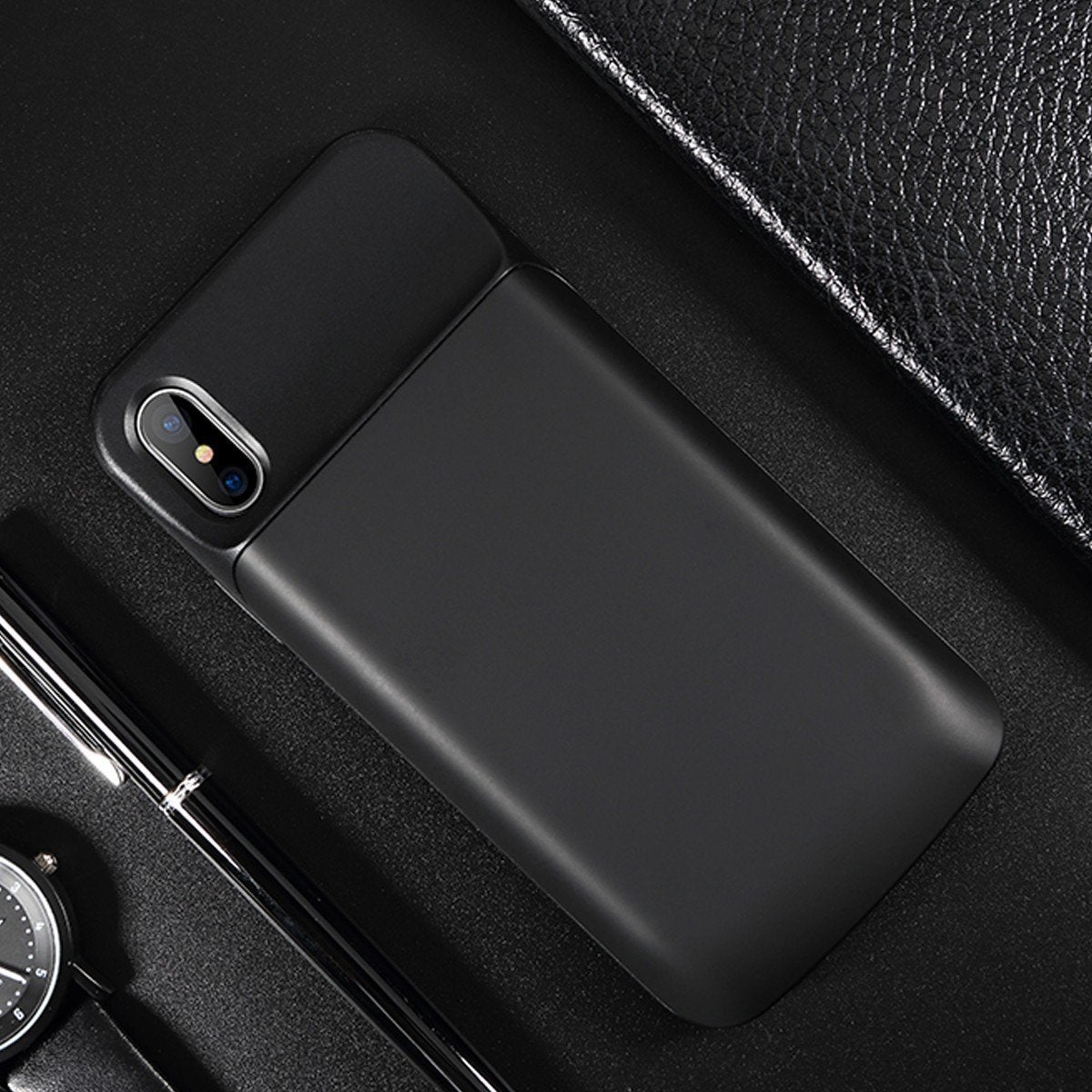 iPhone X Series (3 in 1 Combo) Battery Shell Case + Tempered Glass + Camera Lens Guard casemarts