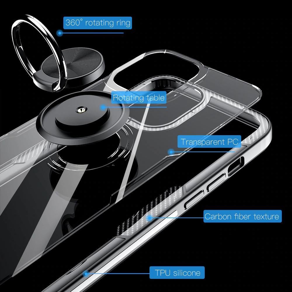 iPhone 12 Series Shockproof Transparent Metallic Ring Holder Case casemarts
