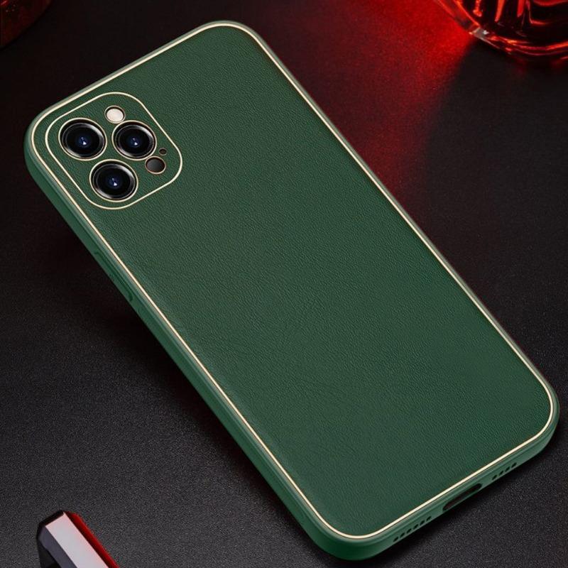 iPhone 12 Pro Max Leather Textured Gold Plated Case casemarts