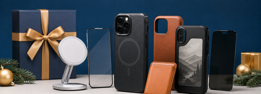 Phone accessory gift guide with cases, MagSafe stand, and screen protection