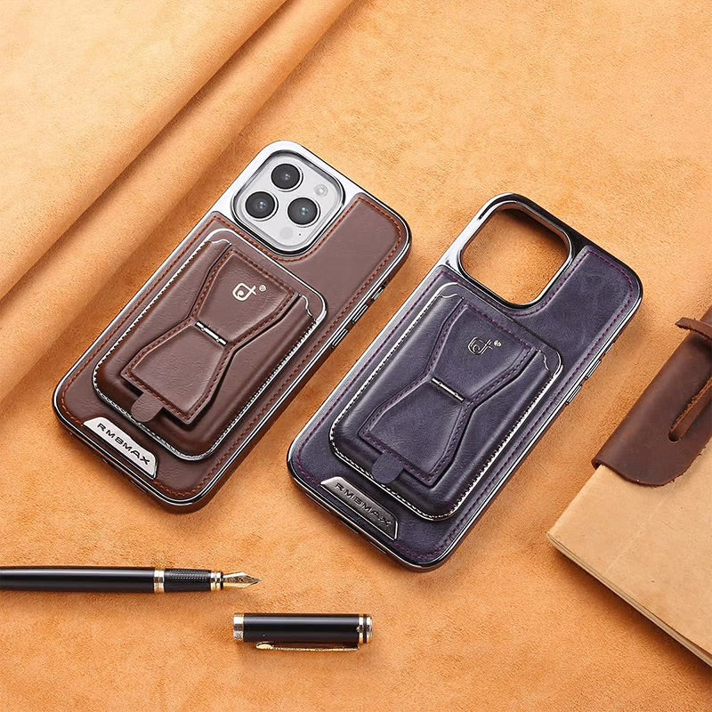 Luxury Electroplating Leather Phone Case With Magnetic Detachable Card Wallet