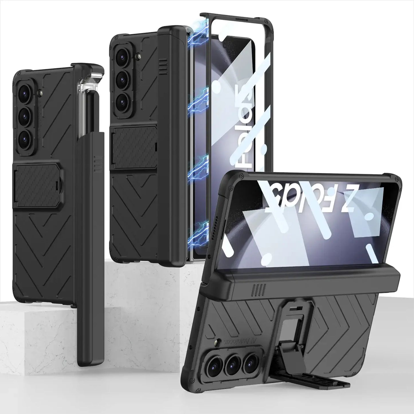 Galaxy Z Fold5 Magnetic Hinge Slide Pen Holder Case casemarts