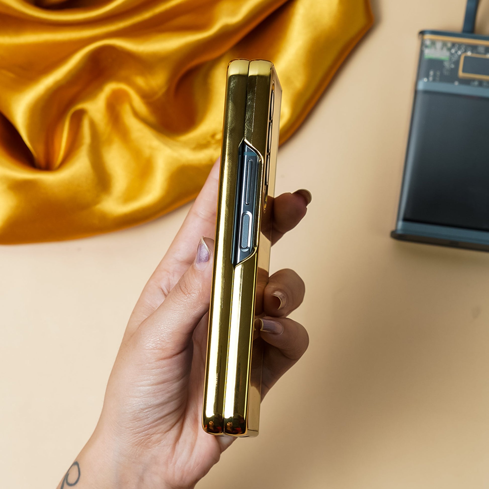 Galaxy Z Fold3 Crafted Gold Luxurious Camera Protective Case casemarts