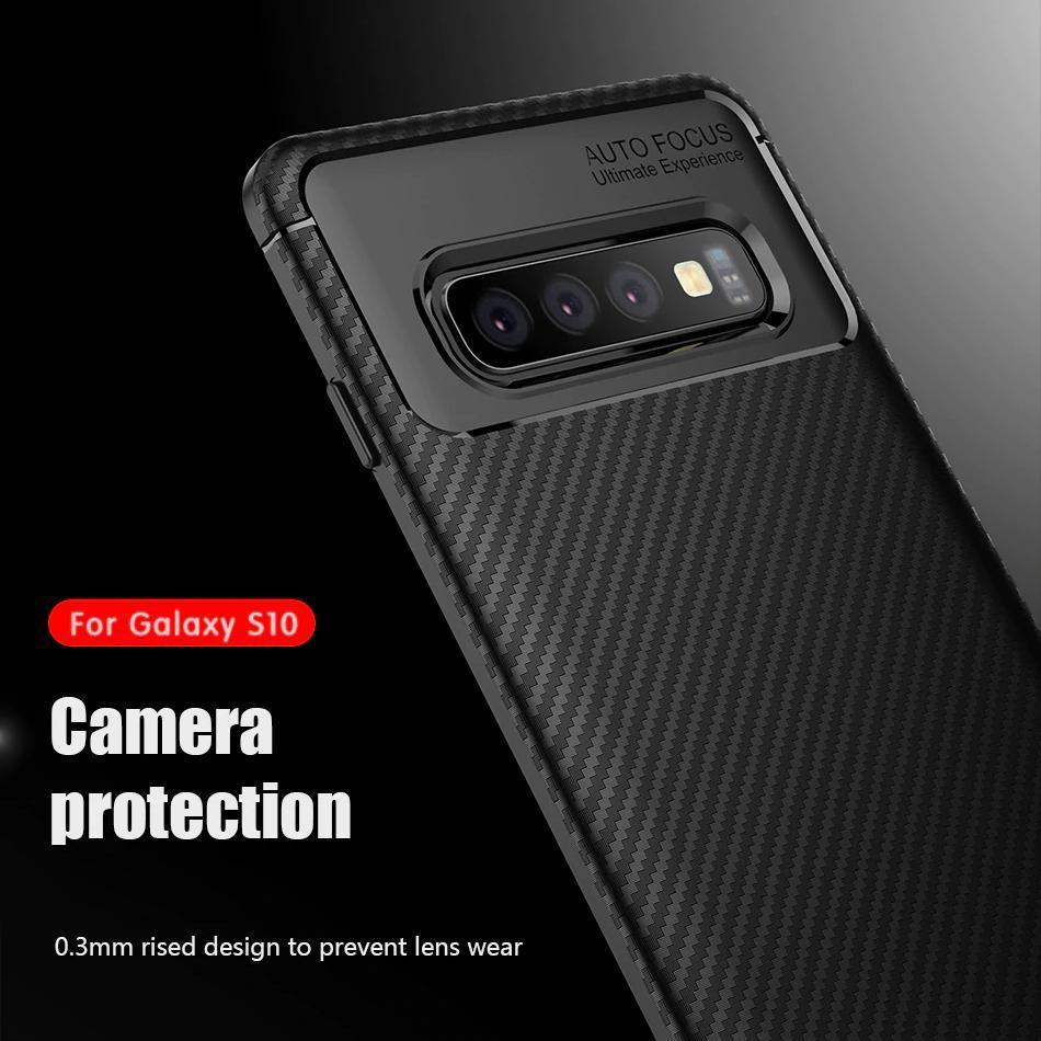 Galaxy S10 Frosted Carbon Fiber Shockproof Soft Case casemarts