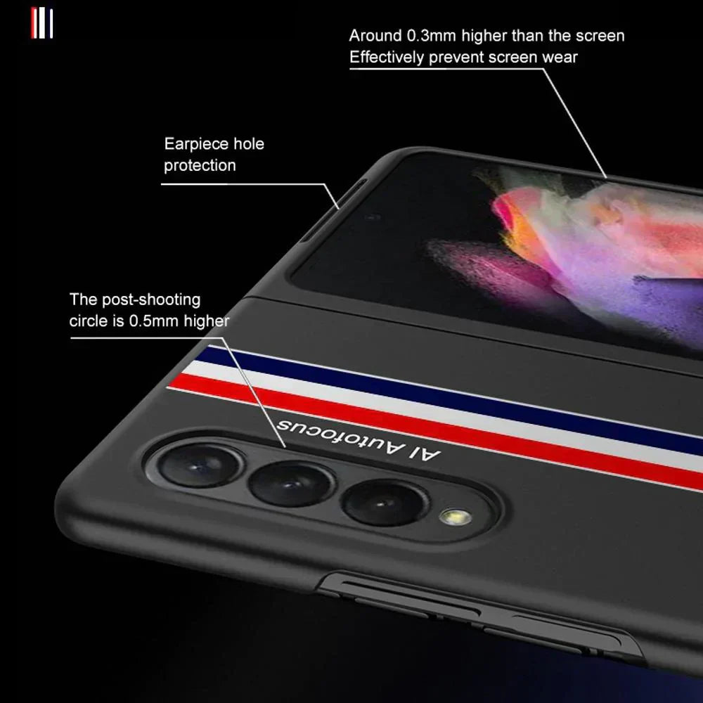 Galaxy Z Fold3 Ultra Thin Hybrid Striped Matte Shell Case casemarts