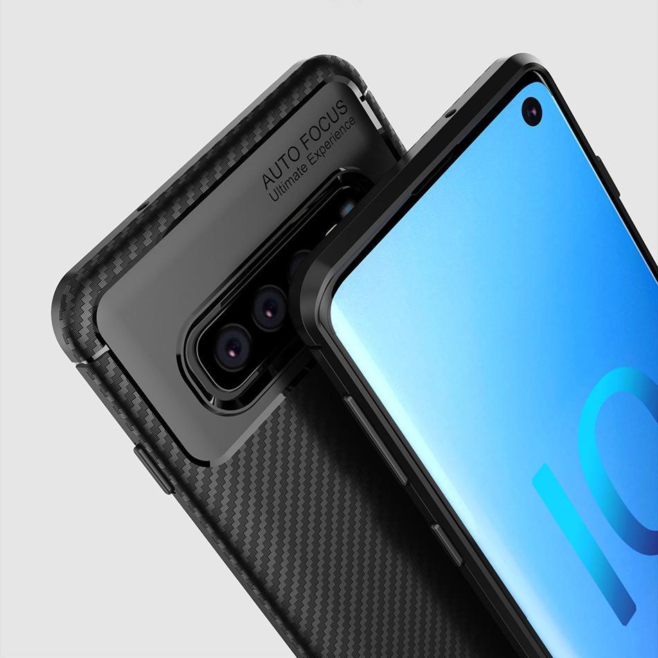 Galaxy S10 Frosted Carbon Fiber Shockproof Soft Case casemarts