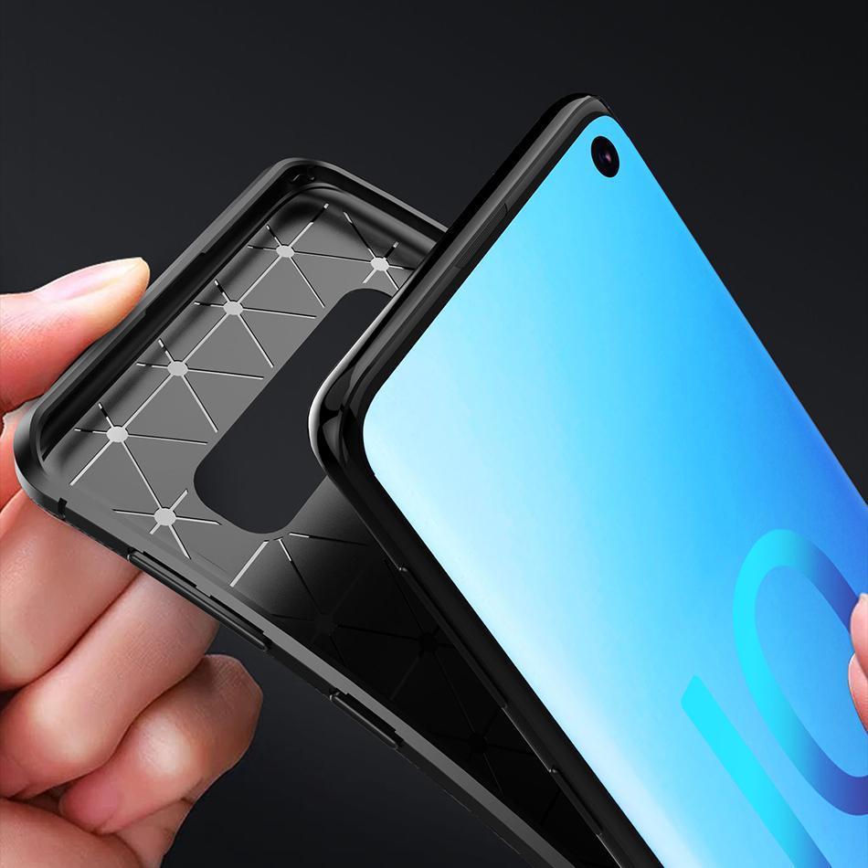 Galaxy S10 Frosted Carbon Fiber Shockproof Soft Case casemarts