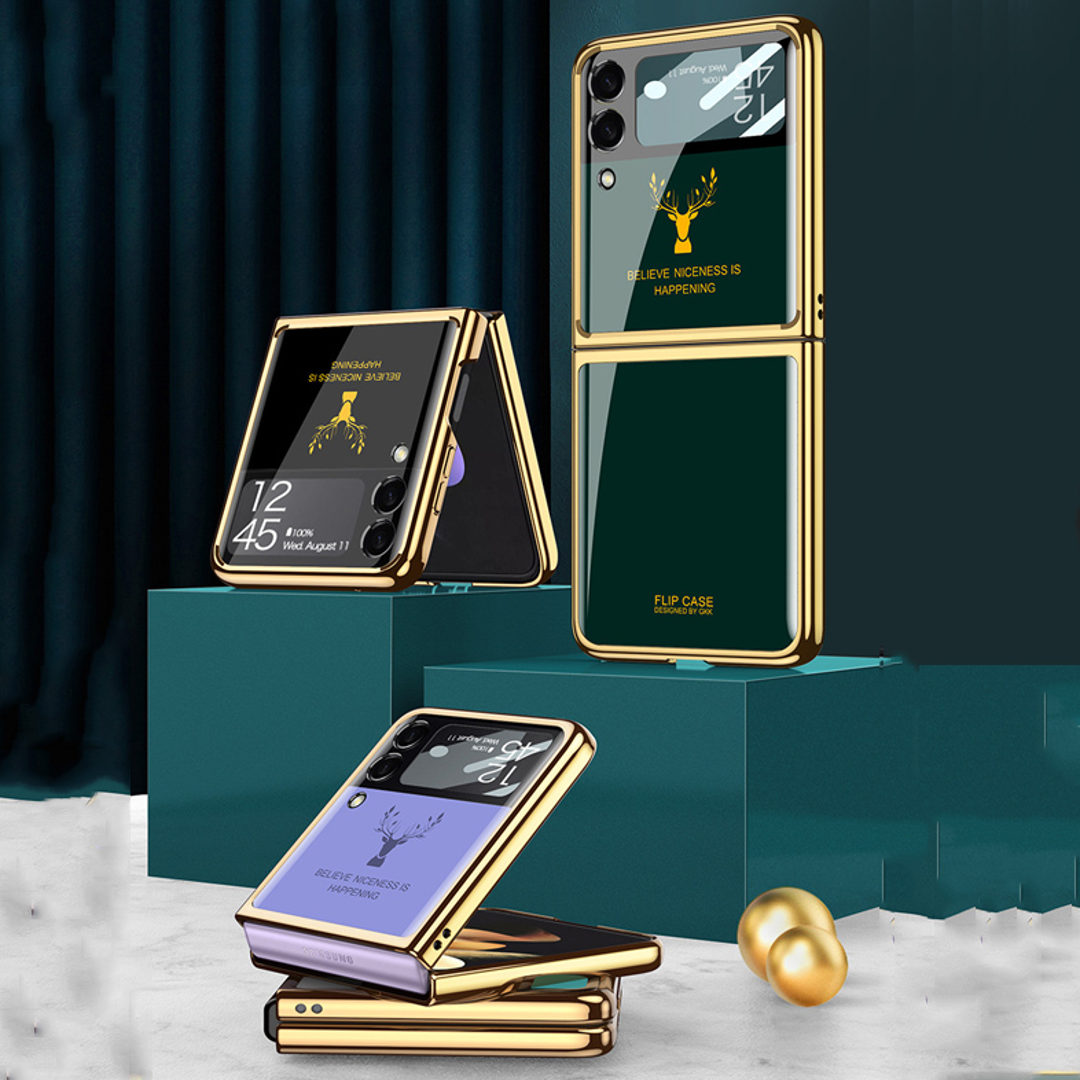 Galaxy Z Series Deer Pattern Inspirational Glass Case casemarts