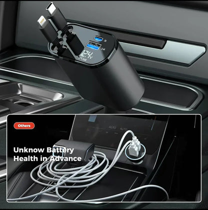 (120W) Premium 4-in-1 Retractable Car Charger Adapter(iPhone/Type C Cable) Urban Covers