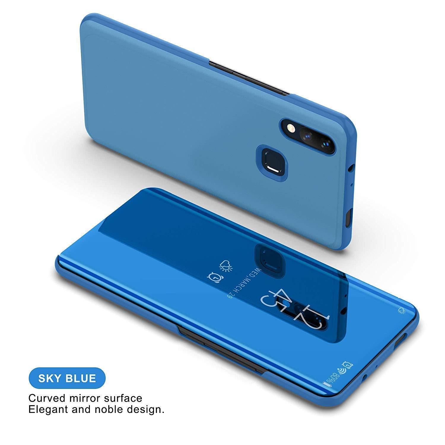 Galaxy A30 Mirror Clear View Flip Case [Non Sensor Working] casemarts